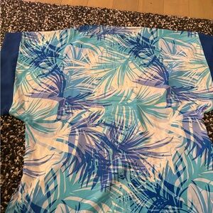 Tropical Blue and White Leaf Print cover up
